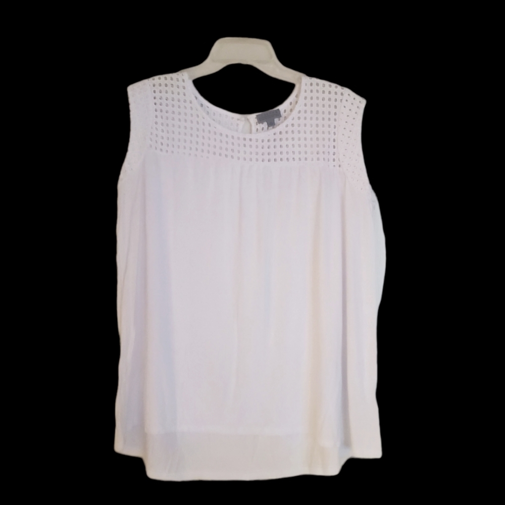 Joseph A. Women's Eyelet Stretch Waffle Knit Sleeveless Tunic - White XL